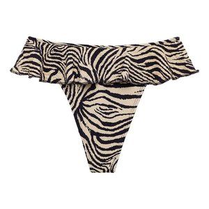 NWT Montce Swim Zebra Micro Scrunch Tamarindo Ruffle Bikini Bottom – M